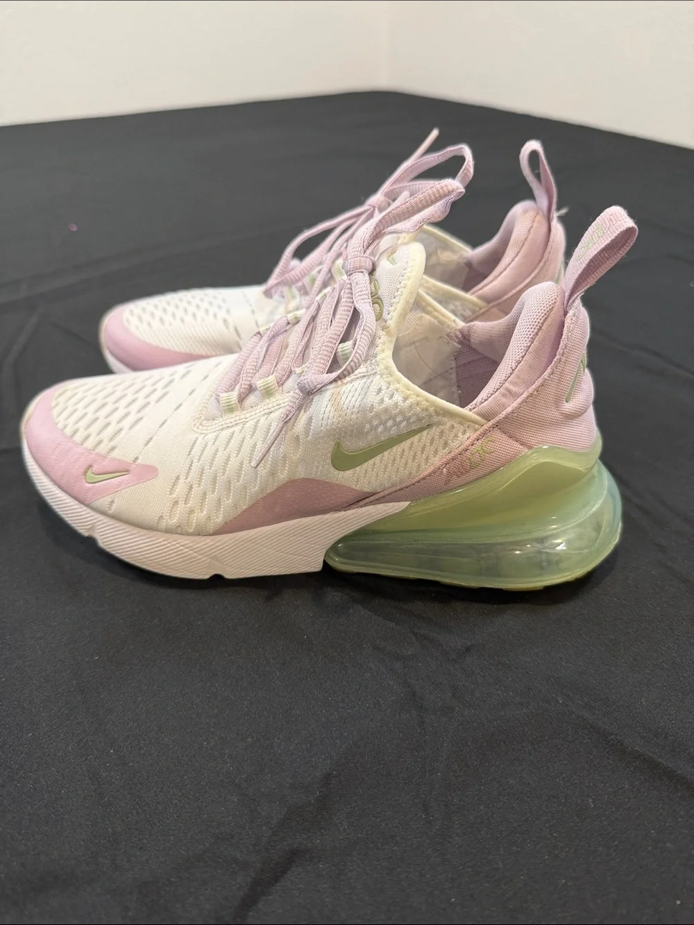 Nike White Sneakers with Pink and Lime Accents 27C Size 6.5 - Picture 1 of 8